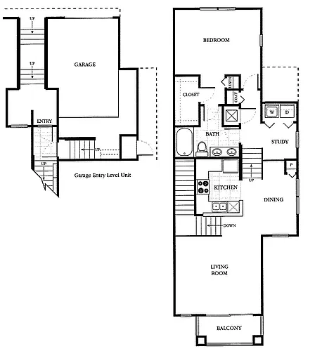 Floor plan Asbury - 1 car (284sf)