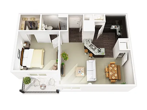 Floor plan One Bed, One Bath D