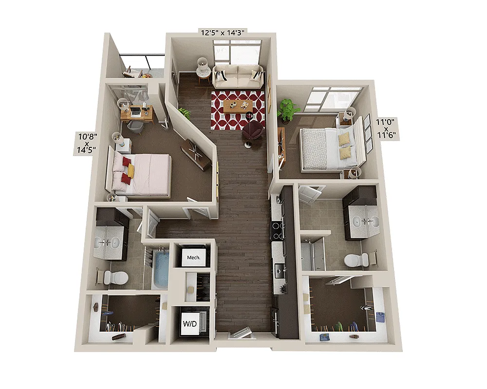 Floor plan Two Bedroom B2E