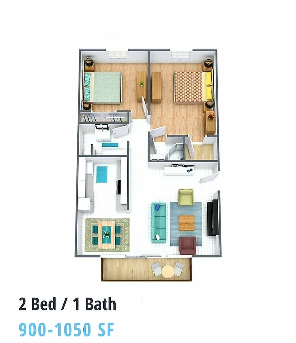 Floor plan 1 Bedroom, 1 Bathroom, 705 SQFT