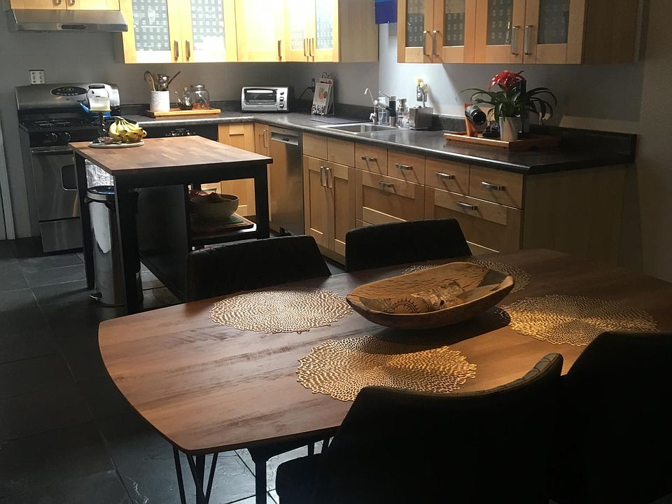 open concept kitchen and dining