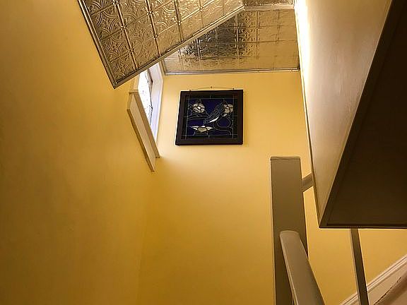 Tin ceiling stairwell 