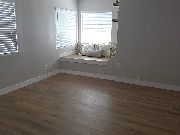 Window seat in living room area