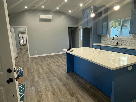 Kitchen bar and living room area