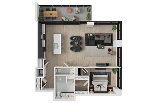 Floor plan 1 Bedroom Apartment