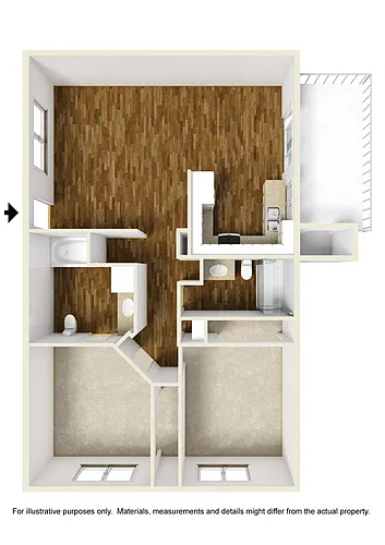 Floor plan 2 Bedroom, 2 Bathroom E