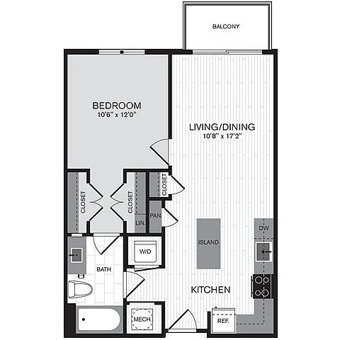 Floor plan 1A-J w/ Balcony (Affordable Housing)