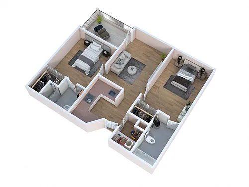 Floor plan Two Bedroom Two Baths