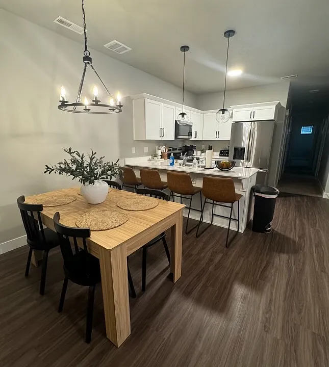 Dining room and kitchen