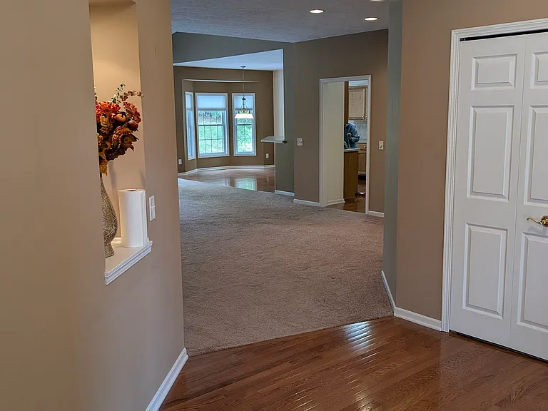 View from foyer into the living/dining room