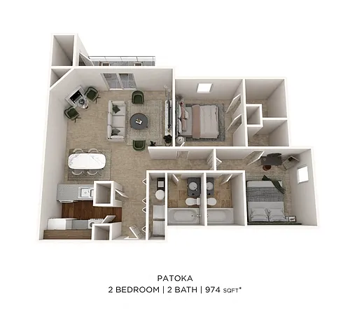 Floor plan Two Bedroom 2 Bath
