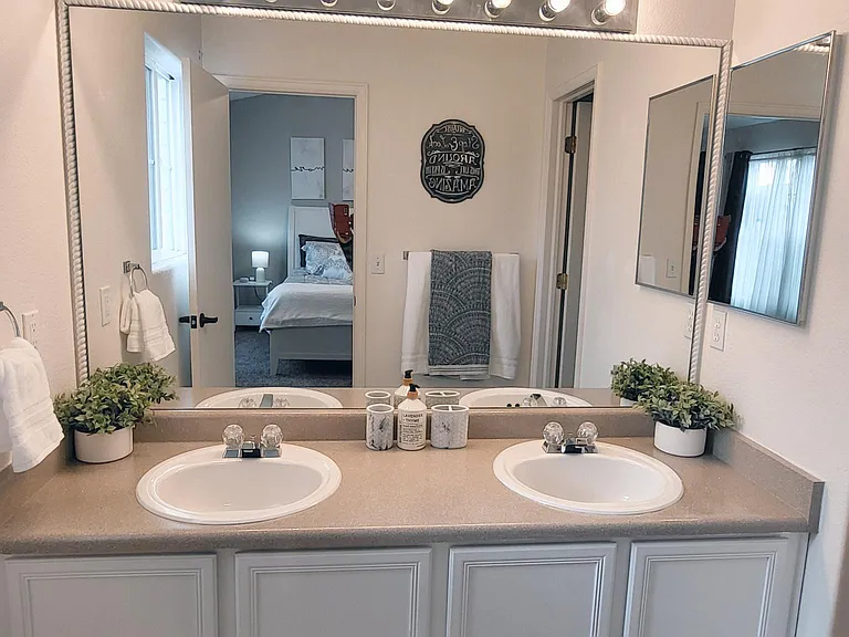 Private Master bathroom with double sink
