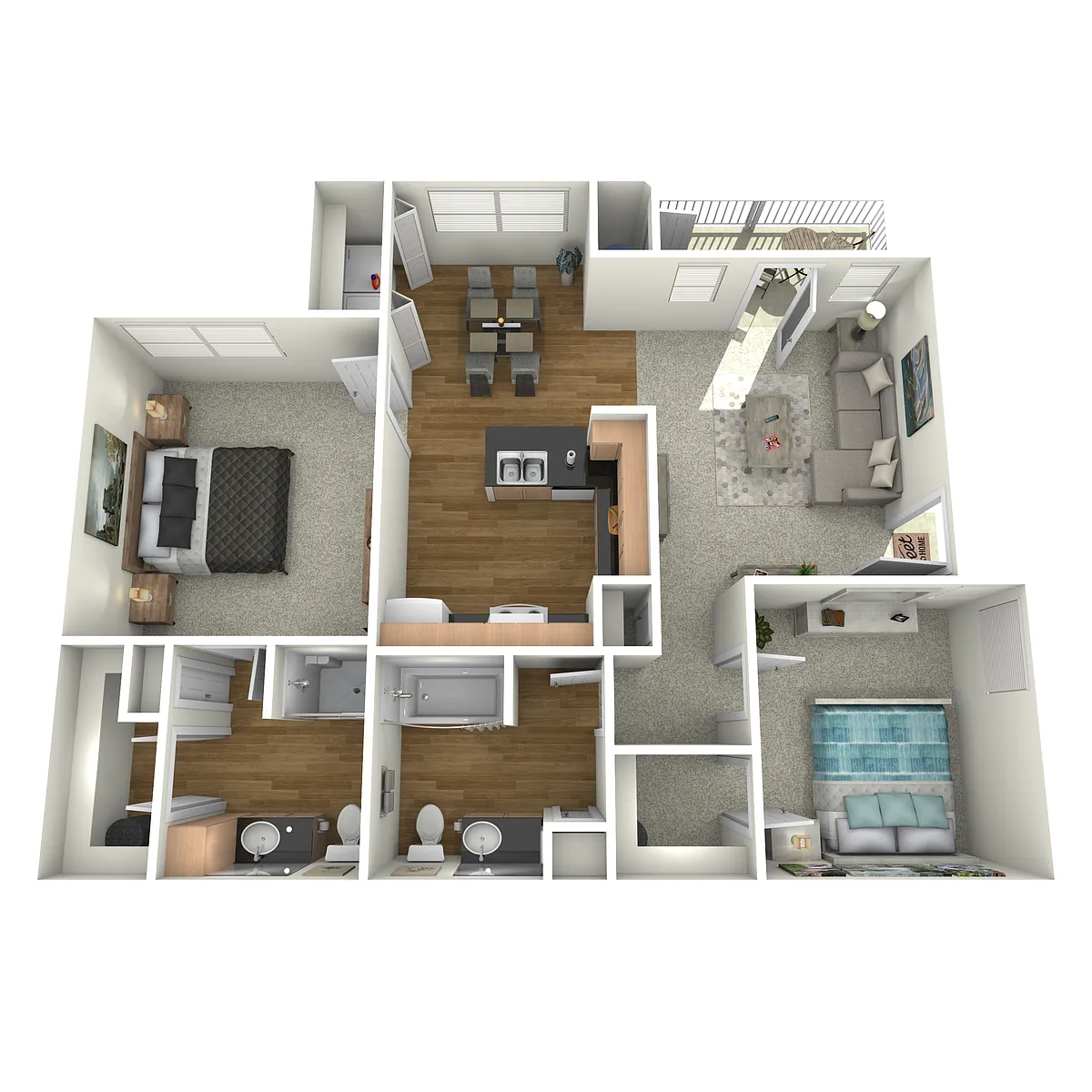 Floor plan B2 | 2 Bed | 2 Bath