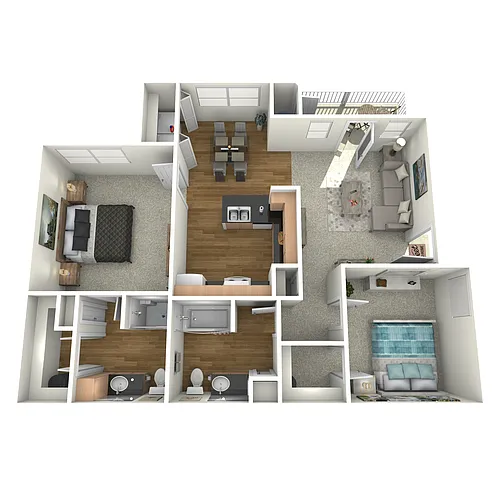 Floor plan B2 | 2 Bed | 2 Bath