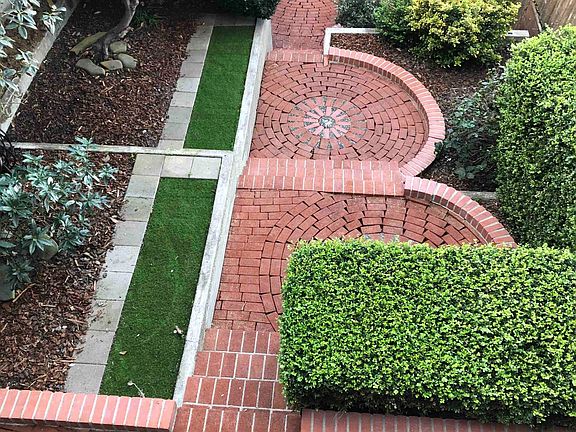 brick terraced garden