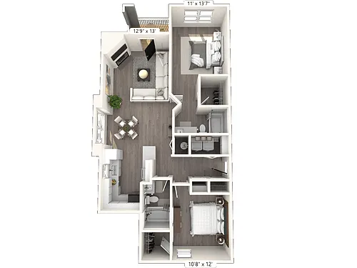Floor plan The Vintage 2 BR 2 BA