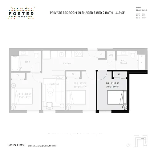 Floor plan Furnished Room in Coliving 3 Bed 2 Bath