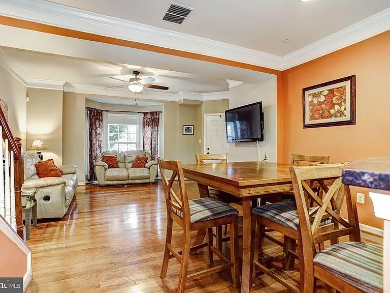 Dining area and living room.