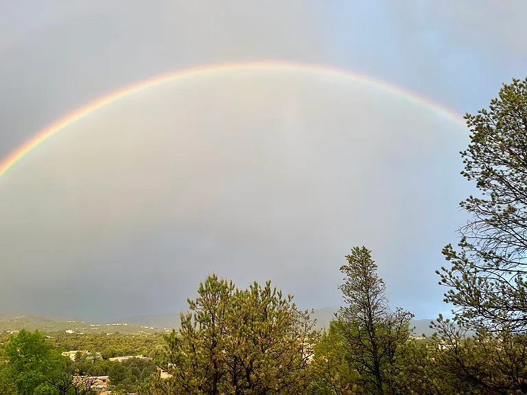 View of a rainbow from the driveway