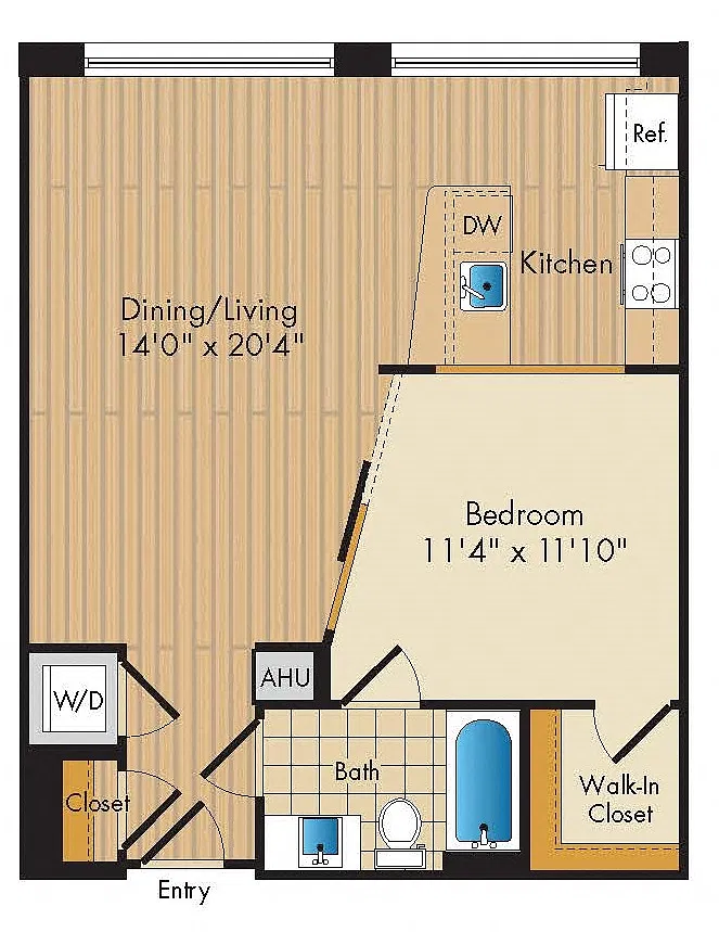 Floor plan 1 Bed 1 Bath-A5a
