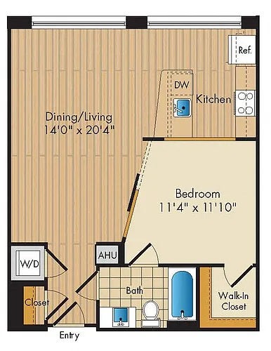 Floor plan 1 Bed 1 Bath-A5a