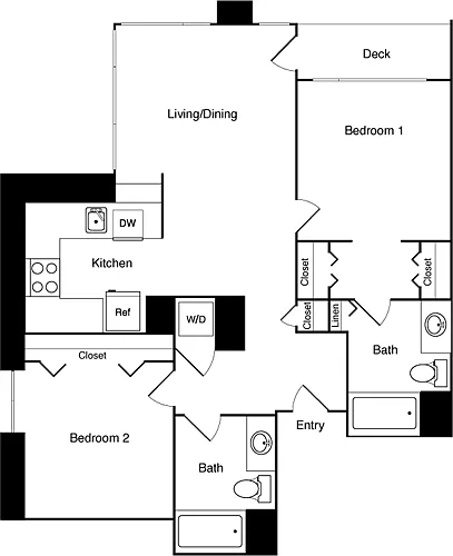 Floor plan 2 Bed 1513-2313 SE