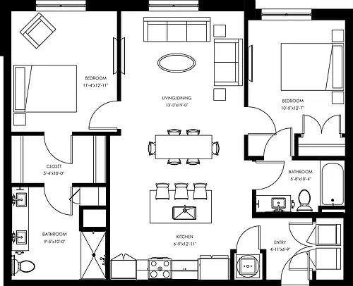 Floor plan B2 - Two Bedroom