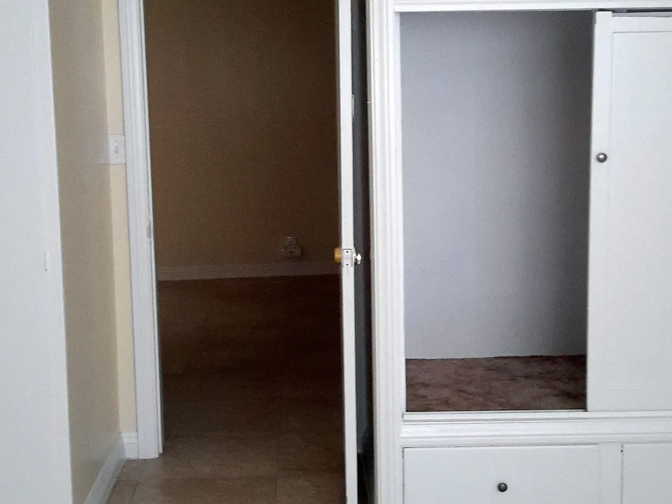 Bedroom looking into dining area