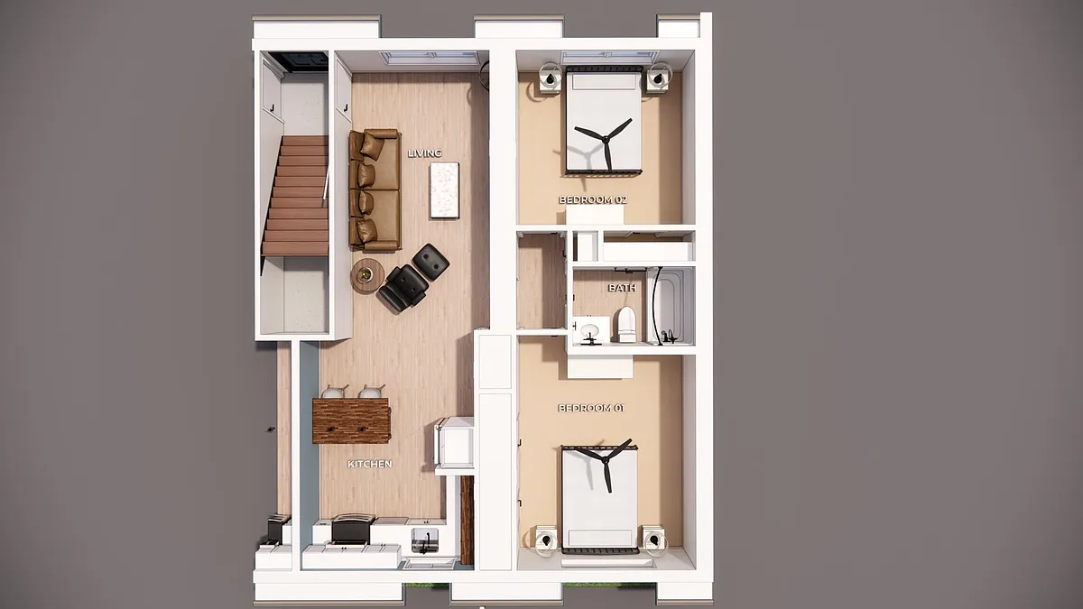 Floor plan 649 E Leicester 2BD 1BA