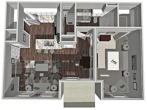 Floor plan One Bedroom Courtyard