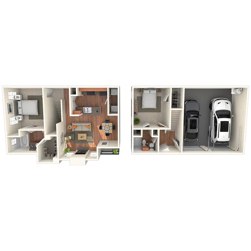 Floor plan Townhome 2x2 992 SF