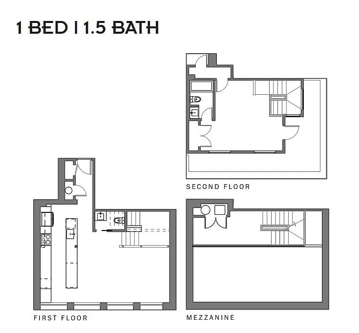 Floor plan 1 Bedroom 1.5 Bath