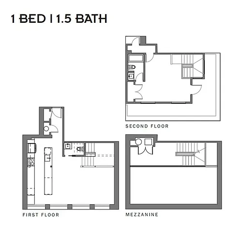 Floor plan 1 Bedroom 1.5 Bath