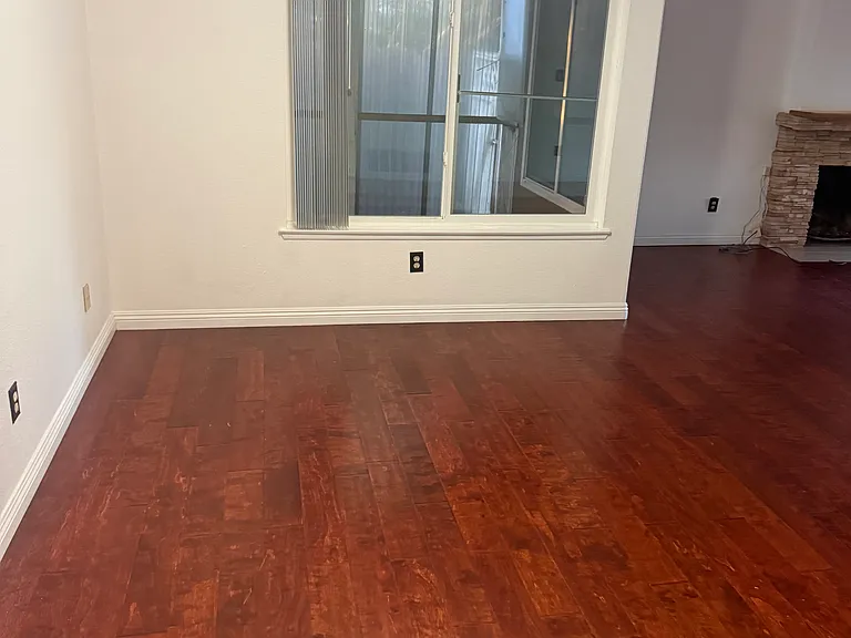 Hardwood floor in dining area