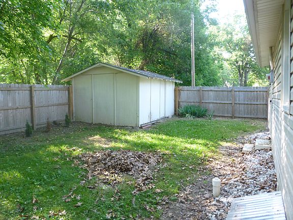 Back yard with storage shed