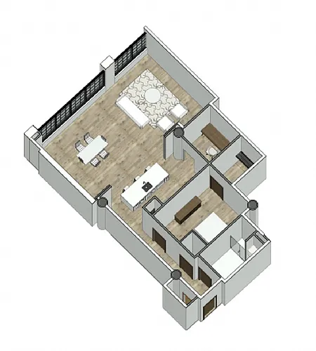 Floor plan 1 Bedroom 1 Bath Floor Plan Type 3