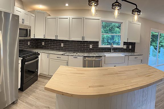 granite and butcher block 