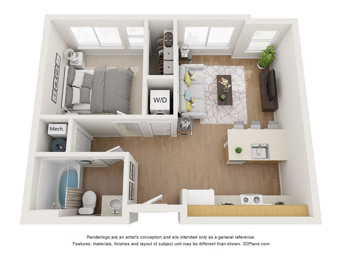 Floor plan 1 Bed 1 Bath 510 sqft