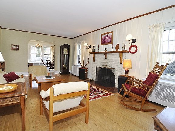 Living Room with Wood-Burning Fireplace