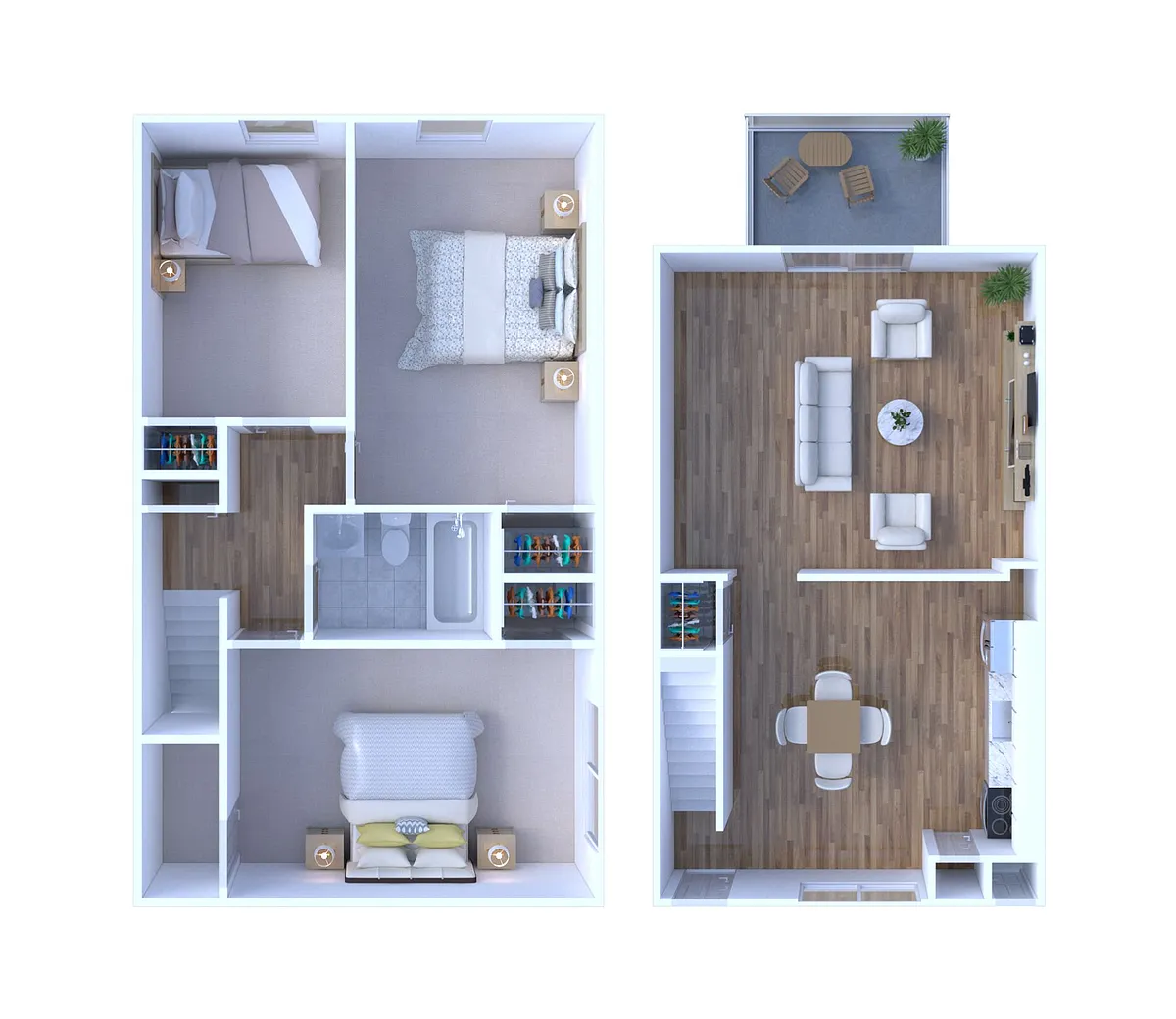 Floor plan 3 Bed 1 Bath Townhome | Classic (FS)