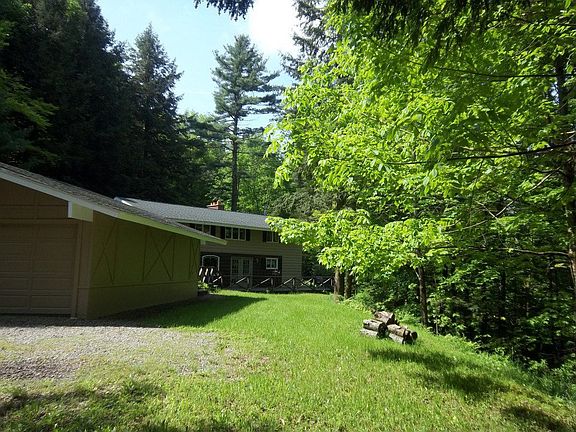 View of garage and house 