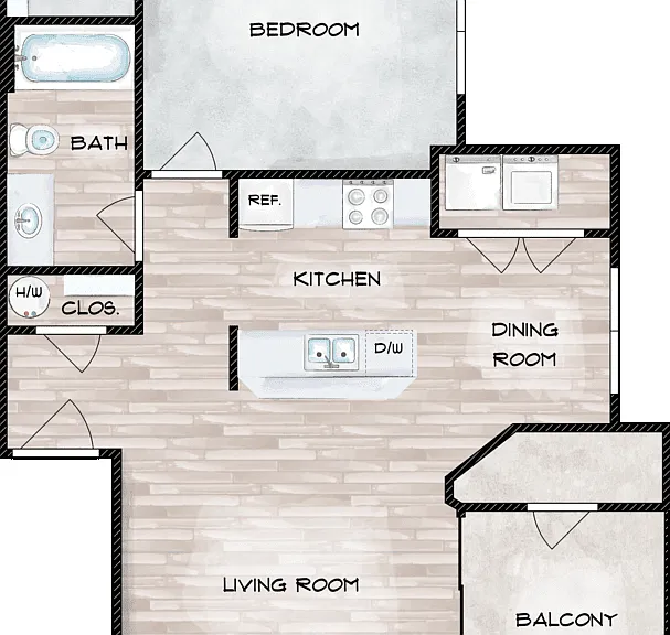 A1 1x1 Floorplan Diagram