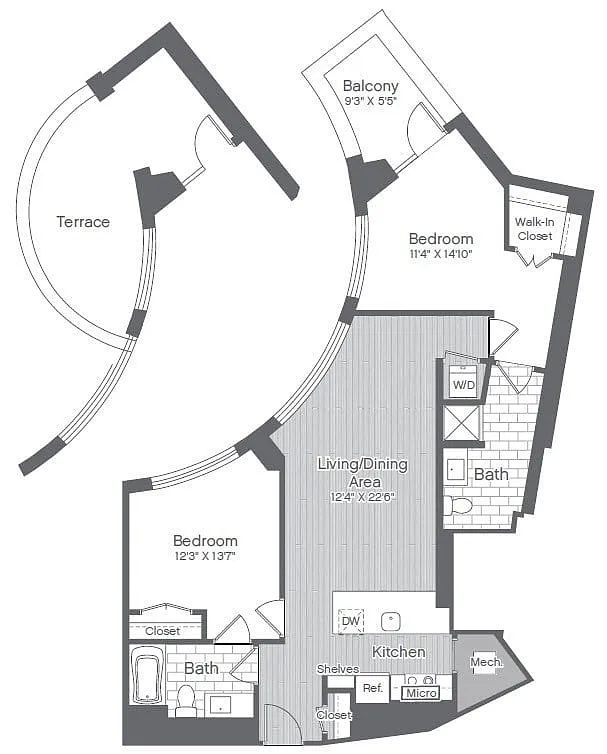 Floor plan 2 Bed/2 Bath-B3