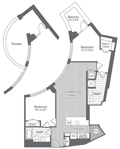 Floor plan 2 Bed/2 Bath-B3