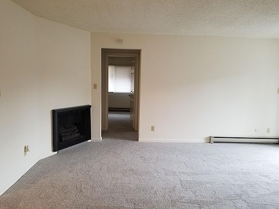 Living room with decorative fireplace