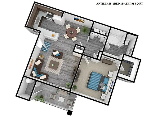 Floor plan Zinc 1x1B