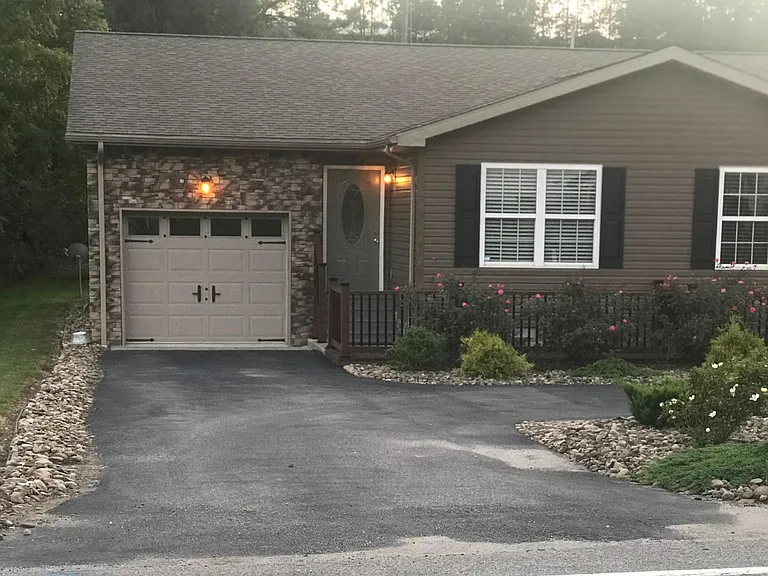 Front of townhouse with single garage