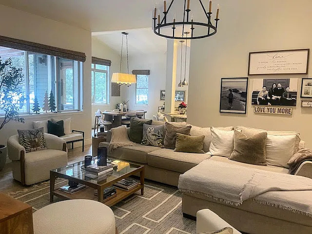Living Room with previous tenants' furnishings.