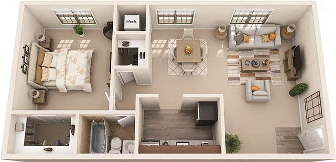 Floor plan 1Bed 1Bath