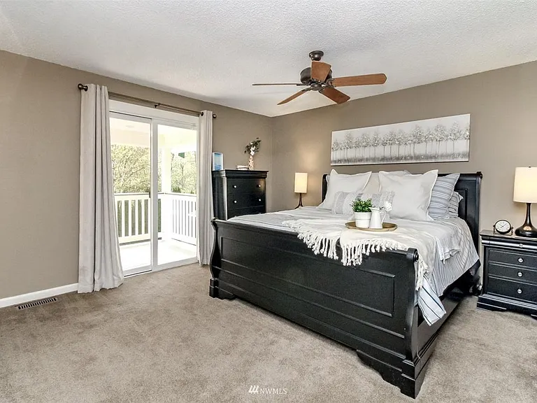 Master bedroom with private deck